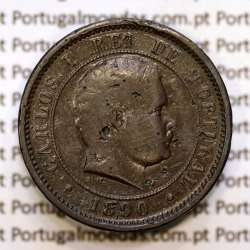 5 réis 1890 bronze D. Carlos I, (BC), World Coins Portugal KM 530
