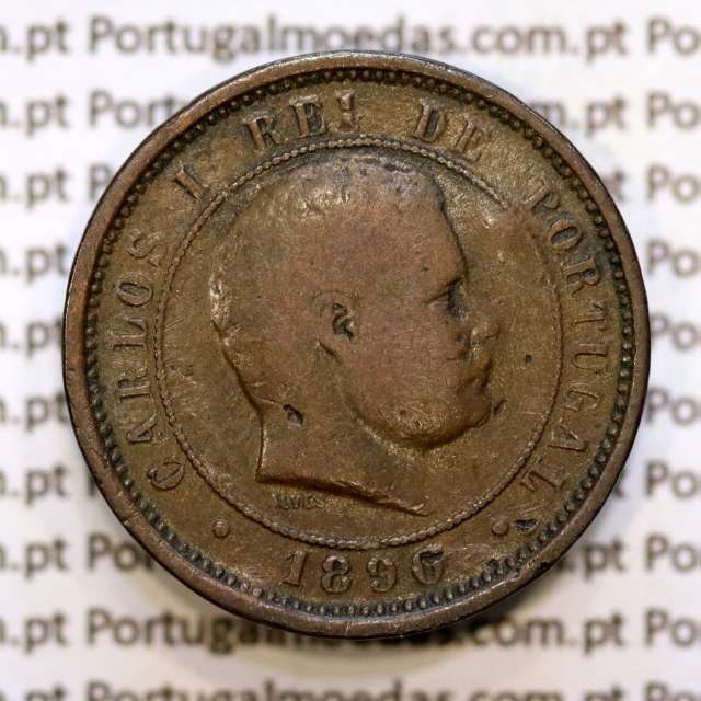 5 réis 1890 bronze D. Carlos I, (BC), World Coins Portugal KM 530