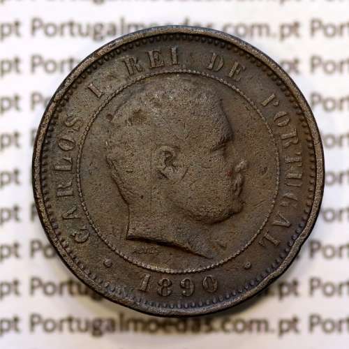 5 réis 1890 bronze D. Carlos I, (BC), World Coins Portugal KM 530