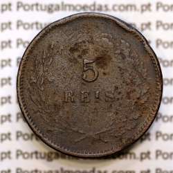 Portugal, 5 réis 1890 bronze coin of King Carlos I, (F), World Coins Portugal KM 530