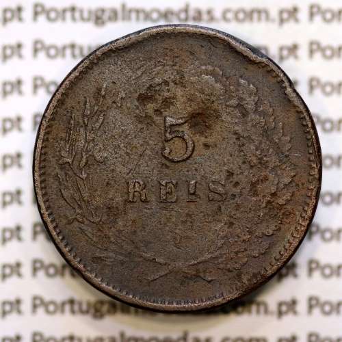 5 réis 1890 bronze D. Carlos I, (BC), World Coins Portugal KM 530
