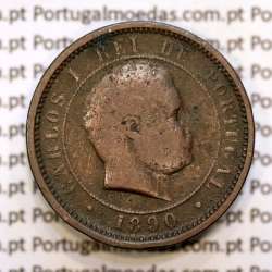 5 réis 1890 bronze D. Carlos I, (BC), World Coins Portugal KM 530