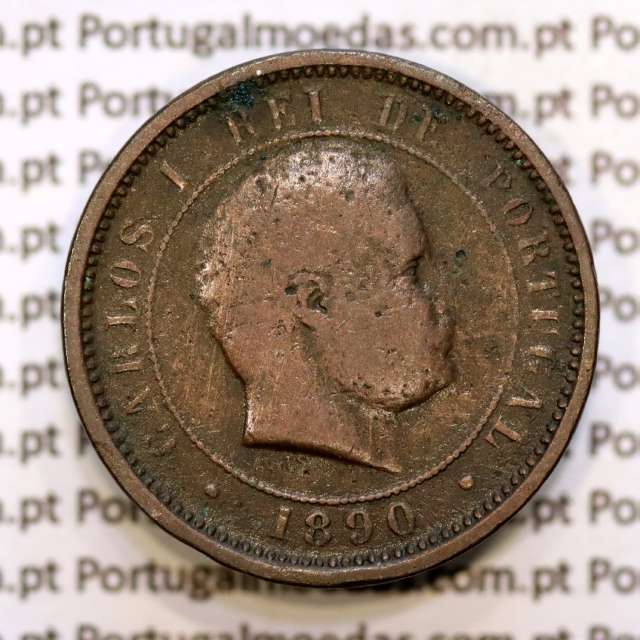 5 réis 1890 bronze D. Carlos I, (BC), World Coins Portugal KM 530