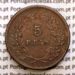Portugal, 5 réis 1890 bronze coin of King Carlos I, (F), World Coins Portugal KM 530