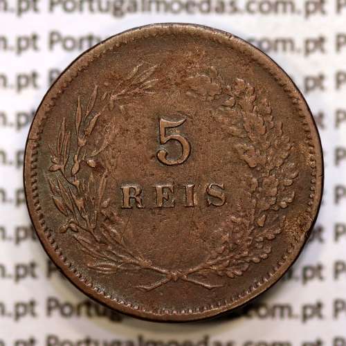 5 réis 1890 bronze D. Carlos I, (BC), World Coins Portugal KM 530