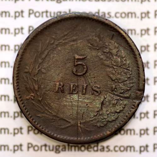 5 réis 1890 bronze D. Carlos I, (BC), World Coins Portugal KM 530