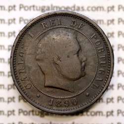 5 réis 1890 bronze D. Carlos I, (BC), World Coins Portugal KM 530