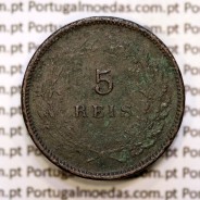 5 réis 1890 bronze D. Carlos I, (BC), World Coins Portugal KM 530