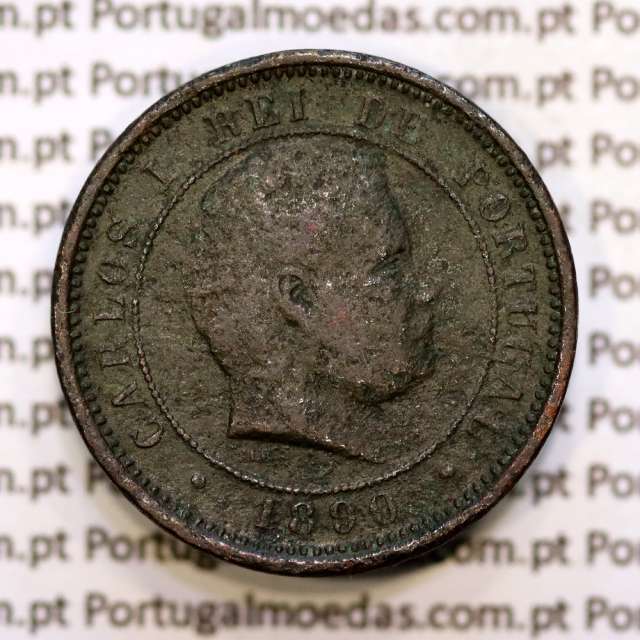 5 réis 1890 bronze D. Carlos I, (BC), World Coins Portugal KM 530