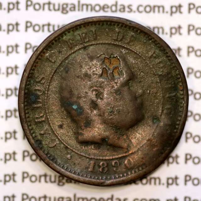 5 réis 1890 bronze D. Carlos I, (BC-), World Coins Portugal KM 530