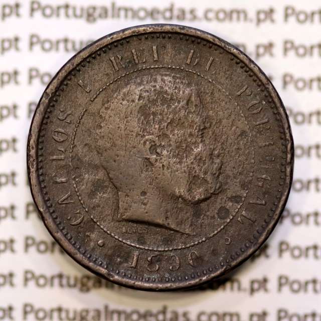 5 réis 1890 bronze D. Carlos I, (BC-/REG), World Coins Portugal KM 530