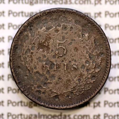 5 réis 1890 bronze D. Carlos I, (BC-/REG), World Coins Portugal KM 530