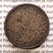 Portugal, 5 réis 1890 bronze coin of King Carlos I, (F-/VG), World Coins Portugal KM 530