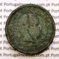 Portugal, 5 réis 1890 bronze coin of King Carlos I, (G), World Coins Portugal KM 530