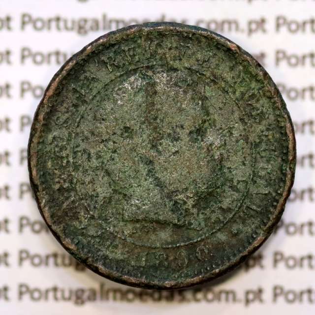 5 réis 1890 bronze D. Carlos I, (REG), World Coins Portugal KM 530