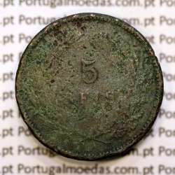 5 réis 1890 bronze D. Carlos I, (REG), World Coins Portugal KM 530