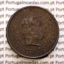 Portugal, 5 réis 1890 bronze coin of King Carlos I, (G), World Coins Portugal KM 530