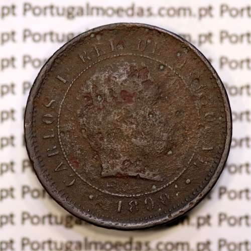 5 réis 1890 bronze D. Carlos I, (REG), World Coins Portugal KM 530