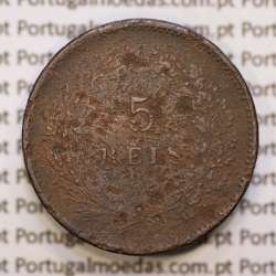 Portugal, 5 réis 1890 bronze coin of King Carlos I, (G), World Coins Portugal KM 530