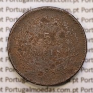 Portugal, 5 réis 1890 bronze coin of King Carlos I, (G), World Coins Portugal KM 530