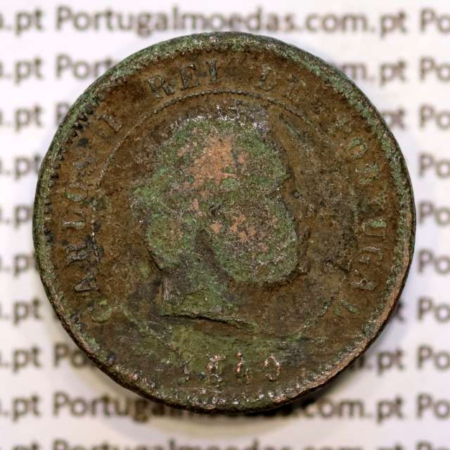 5 réis 1890 bronze D. Carlos I, (REG), World Coins Portugal KM 530