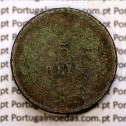 Portugal, 5 réis 1890 bronze coin of King Carlos I, (G), World Coins Portugal KM 530