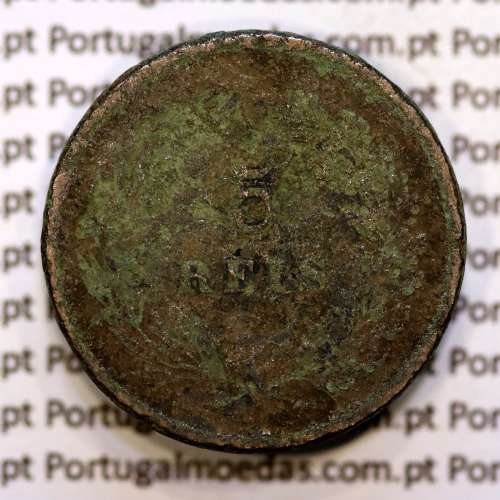5 réis 1890 bronze D. Carlos I, (REG), World Coins Portugal KM 530