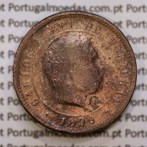 Portugal, 5 réis 1890 bronze coin of King Carlos I, (G), World Coins Portugal KM 530