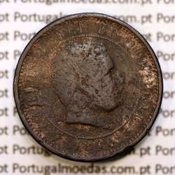 Portugal, 5 réis 1890 bronze coin of King Carlos I, (G), World Coins Portugal KM 530
