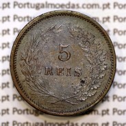 5 réis 1891 bronze D. Carlos I, (MBC), World Coins Portugal KM 530