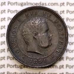 5 réis 1891 bronze D. Carlos I, (MBC), World Coins Portugal KM 530