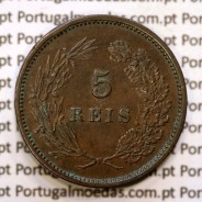 5 réis 1891 bronze D. Carlos I, (MBC), World Coins Portugal KM 530
