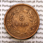 5 réis 1891 bronze D. Carlos I, (MBC-), World Coins Portugal KM 530