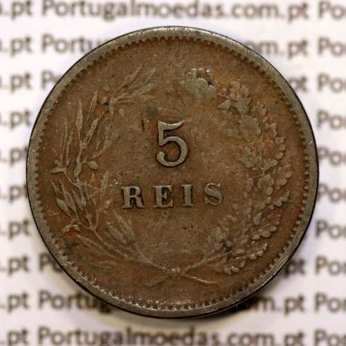 5 réis 1891 bronze D. Carlos I, (MBC-), World Coins Portugal KM 530