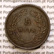 5 réis 1891 bronze D. Carlos I, (MBC-), World Coins Portugal KM 530