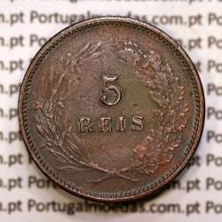 5 réis 1891 bronze D. Carlos I, (BC), World Coins Portugal KM 530