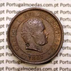 5 réis 1891 bronze D. Carlos I, (BC), World Coins Portugal KM 530