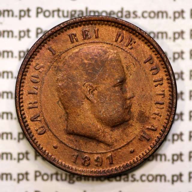 5 réis 1891 bronze D. Carlos I, (BC), World Coins Portugal KM 530
