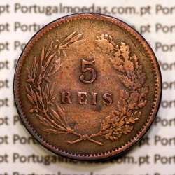 5 réis 1891 bronze D. Carlos I, (MBC-), World Coins Portugal KM 530