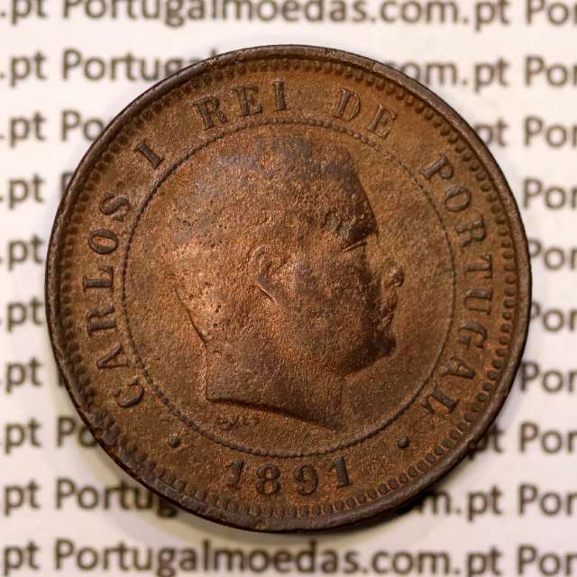 5 réis 1891 bronze D. Carlos I, (BC), World Coins Portugal KM 530