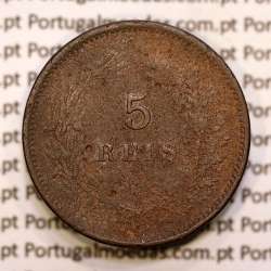 5 réis 1891 bronze D. Carlos I, (BC), World Coins Portugal KM 530