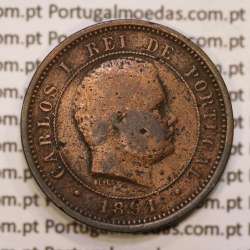 5 réis 1891 bronze D. Carlos I, (BC), World Coins Portugal KM 530