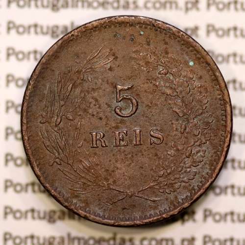 5 réis 1891 bronze D. Carlos I, (BC), World Coins Portugal KM 530