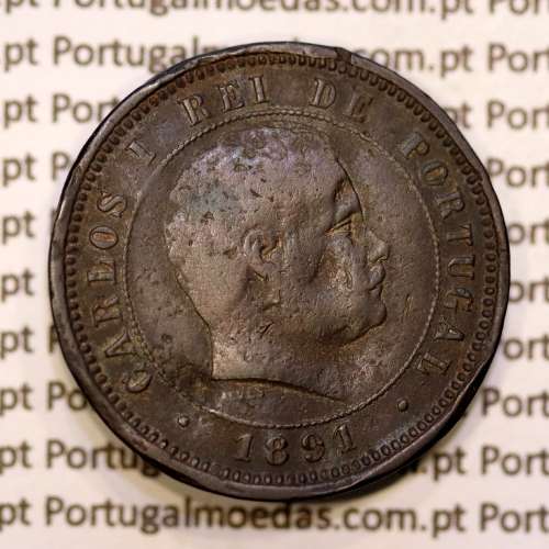 5 réis 1891 bronze D. Carlos I, (BC-), World Coins Portugal KM 530
