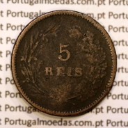 Portugal, 5 réis 1891 bronze coin of King Carlos I, (F-), World Coins Portugal KM 530