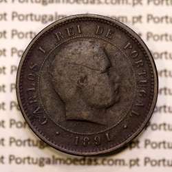 5 réis 1891 bronze D. Carlos I, (BC-), World Coins Portugal KM 530