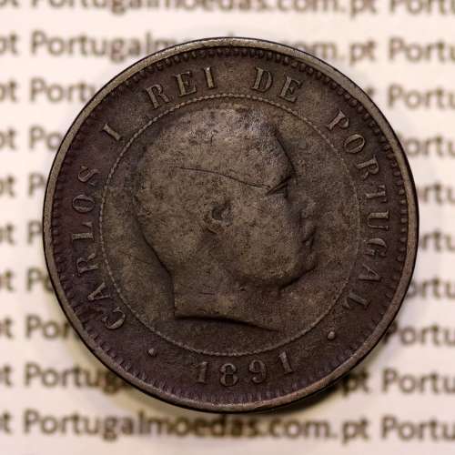 5 réis 1891 bronze D. Carlos I, (BC-), World Coins Portugal KM 530