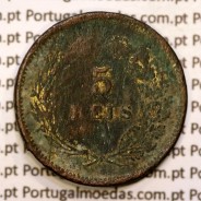 Portugal, 5 réis 1891 bronze coin of King Carlos I, (F-), World Coins Portugal KM 530