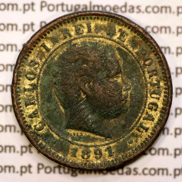 5 réis 1891 bronze D. Carlos I, (BC-), World Coins Portugal KM 530