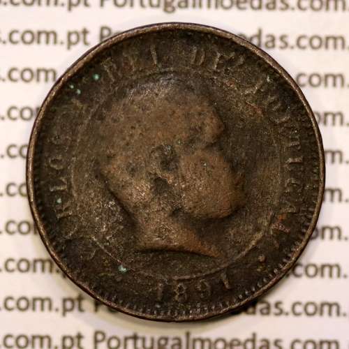 5 réis 1891 bronze D. Carlos I, (BC-), World Coins Portugal KM 530